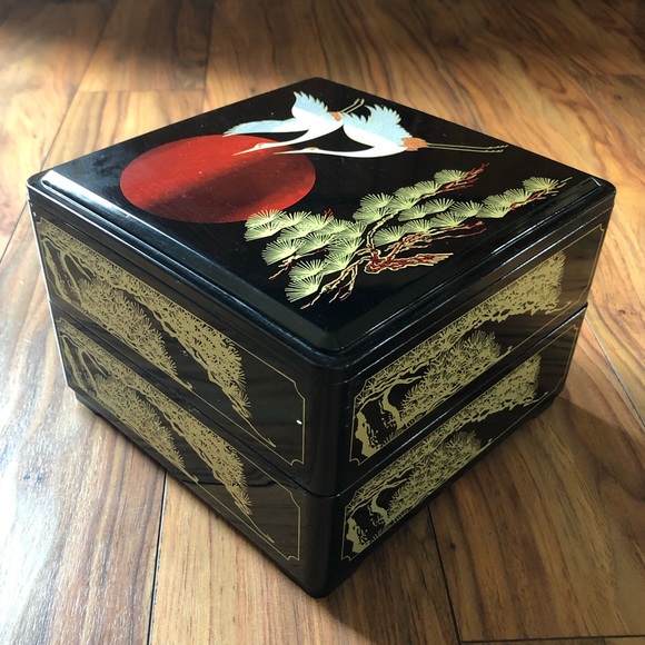Vintage Other - Vintage Japanese Resin Stacking Boxes with Cranes